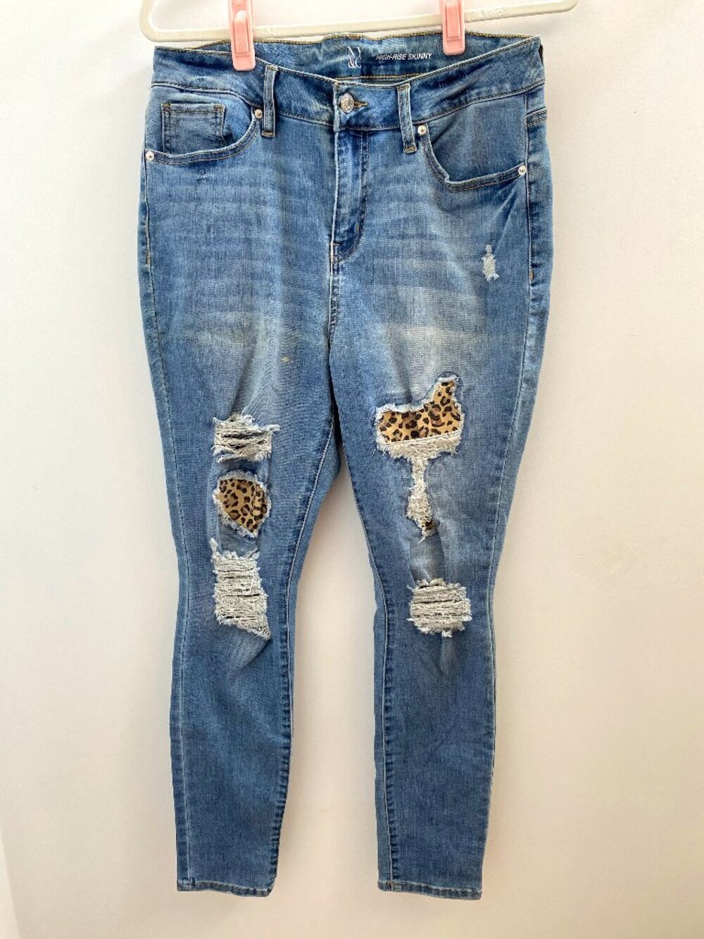 NY&C Leopard Detail High Rise Skinny Jeans Size 12